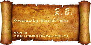 Rovenszky Benjámin névjegykártya