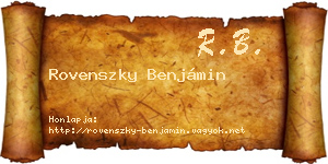 Rovenszky Benjámin névjegykártya